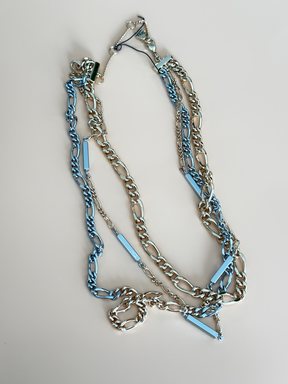 DKNY Two-Tone Bar & Chain Layered Collar Necklace, 16" + 3" extender/ - Picture 9 of 9